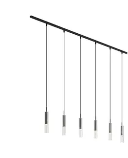 Koľajnicové svetelné systémy Moderný koľajnicový systém čierny so 6 závesnými svietidlami Gunmetal 1-fázový - Slimline Loyce