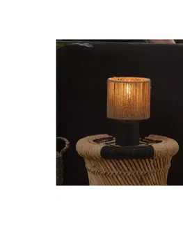 Lampy Atmosphera - Stolná lampa KOBY 1xE14/40W/230V konope/čierna 202668B