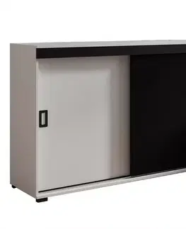 Komody do spálne Komoda Retro 140 Biely/Čierna + Rukoväte Biely I Čierna