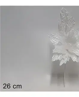 Vianočné dekorácie MAKRO - Kvet vianočný 26cm biely