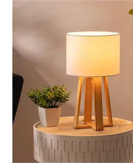 Lampy Atmosphera - Stolná lampa MOLU 1xE27/25W/230V borovica/biela 161500A