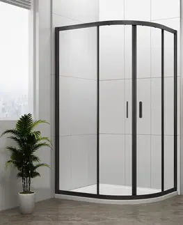 Sprchové dvere POLYSAN - EASY BLACK štvrťkruhová sprchová zástena 1200x900, L/R, číre sklo EL2715B