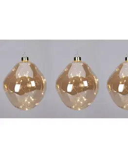 Vianočné dekorácie Sada vianočných LED ozdôb Organic ball 3 ks, zlatá