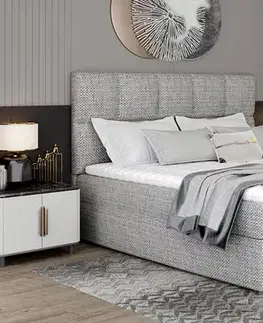 Postele NABBI Grosio 185 čalúnená manželská posteľ s úložným priestorom sivá (Berlin 01)