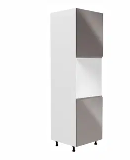 Kuchynské dolné skrinky KONDELA Aurora D60P L potravinová skriňa biela / sivý vysoký lesk