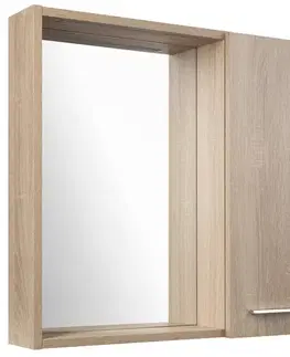 Kúpeľňový nábytok AQUALINE - ZOJA/KERAMIA FRESH STRIP galérka s LED osvetlením, 60x60x14cm, pravá, dub platin 45028S