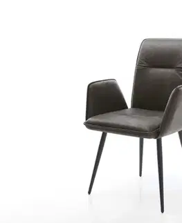 Jedálenské stoličky DELIFE Jedálenská stolička Vinja-Flex mikrovlákno antracitová vintage 4-nohá zúžená čierna