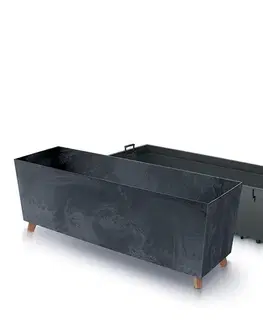 Kvetináče a truhlíky NABBI DUC800NE plastový kvetináč na nožičkách 77 cm antracit