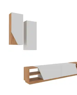 Konferenčné stolíky Televízny stolík so skrinkou Zebra White and Teak