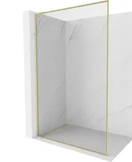 Sprchové dvere MEXEN/S - Kyoto-F L Sprchová zástena WALK-IN s rámom 80 x 202, transparent 8 mm, zlato kefovaná 800-080-174-55-00