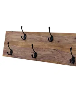 Vešiaky na stenu Vešiak Rami s 5 háčikmi 90x25x2,5 indický masív palisander