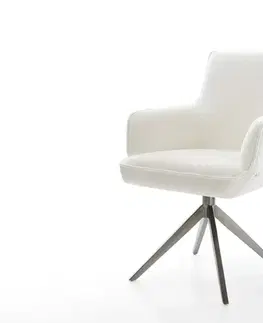 Jedálenské stoličky DELIFE Jedálenská stolička Heira-Flex s opierkami bouclé mäkký béžová krížová podstava široká grafitová 360° otočná hojdacia funkcia vrecková pružina