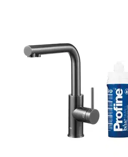 Kuchynské batérie KFA - Duero pure basic, filtrujúca s otočnou výtokovou armatúrou, PVD gunmetal šedá + profine blue s 6623-913-61