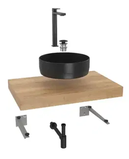 Kúpeľňový nábytok Koupelnová sestava SAT s deskou pod umyvadlo Dolce 80x8x50 cm dub halifax KSETDO9 KSETDO9
