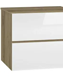 Kúpeľňový nábytok NABBI Baleta S60 kúpeľňová skrinka pod umývadlo craft zlatý / biely lesk