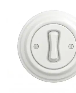 Predlžovacie káble lap - Retro krížový vypínač s rámčekom č. 7 snehovo biely KA0151+KA0149