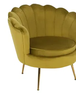 Kreslá KONDELA Noblin kreslo horčicová (Velvet) / zlatá