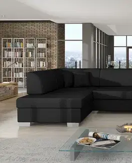 Sedacie súpravy NABBI Halvega P rohová sedačka u s rozkladom a úložným priestorom čierna (Soft 11)