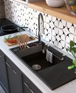 Kuchynské drezy DEANTE DEANTE - Magnetic grafit metalic - Magnetic Granitový drez s odkvapkávačom ZRM_G113