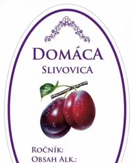 Samolepky na stenu Kinekus Samolepka DOMÁCA SLIVOVICA, oválna, biela, bal. 16ks etikiet