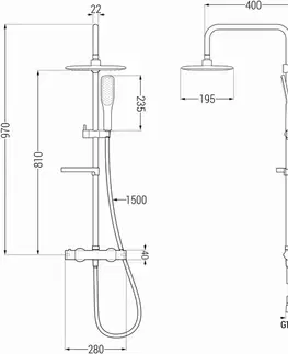 Sprchy a sprchové panely MEXEN/S - KX49 sprchový stĺp s termostatickou batériou biela / zlato 771504091-25