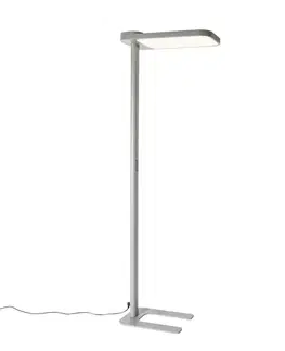 Stojace lampy Denná stojaca lampa sivá štvorcová vrátane LED a stmievača - Guzo