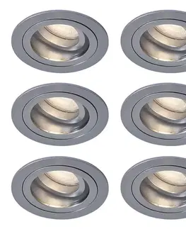 Zapustené svietidlá Sada 6 moderných zapustených bodových svetiel Gunmetal nastaviteľné IP44 - Chuck