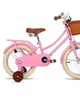 Bicykle Detský bicykel Joystar Stitch 16" s košíkom a kolieskami • 105-135 cm ružová