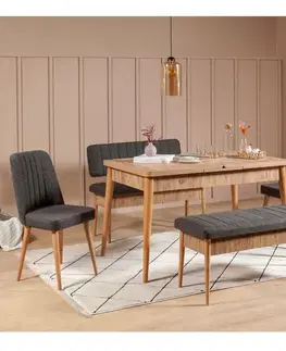 Jedálenské sety Jedálenský set s rozkladacím stolom a lavicami, ľan