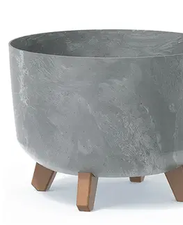 Kvetináče a truhlíky NABBI DGRL350E plastový kvetináč na nožičkách 33,9 cm sivý betón