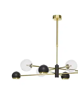 Svietidlá Jupiter 1973-Luster na tyči MOKA 4xGU10/10W/230V + 4xG9/10W/230V zlatá/čierna/číre 1973