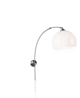 Oblúkové lampy Inteligentná oblúková nástenná lampa oceľová s bielym tienidlom vrátane WiFi G125 - Bow