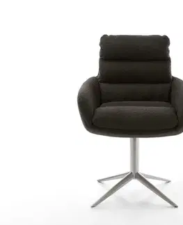 Jedálenské stoličky DELIFE Otočná jedálenská stolička Abelia-Flex s opierkami zmiešané materiály čierna podstava nerezová oceľ 360° otočná hojdacia funkcia