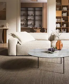 Konferenčné stolíky DELIFE Konferenčný stolík Edge okrúhly 100×100 cm keramika Onyx Pearl Trive kov čierna