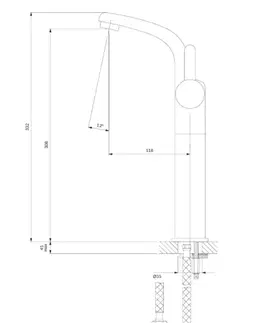 Kúpeľňové batérie OMNIRES - DARLING umývadlová batéria vysoká, 33 cm, zlato lesk DA5013GL