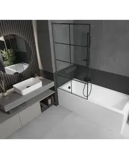 Sprchové dvere MEXEN/S - Next L vaňová zástena FIX 90 x 150, čierna vzor, grafit metal 895-090-000-03-77-95