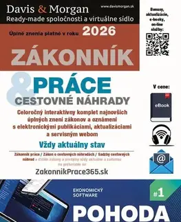 Dane, účtovníctvo Zákonník práce a Cestovné náhrady 2026