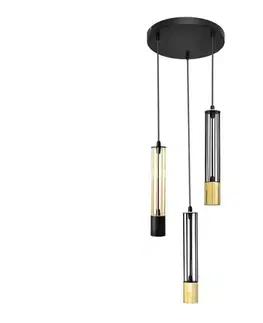 Svietidlá  LED Luster na lanku BARS 3xGU10/4,8W/230V čierna/zlatá W-KD 1115/3 BK+GO MIX