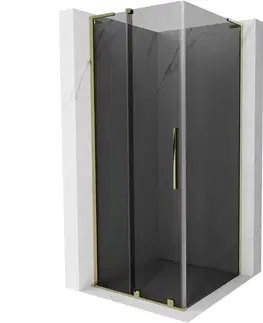 Sprchovacie kúty MEXEN/S - Velar L sprchovací kút, posuvné dvere 90 x 90, grafit, zlato 871-090-090-43-50