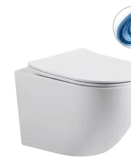 Záchody CERANO - Kompletný WC set Basic/Cesso - biela lesklá - WC tlačidlo Maxio/Čierna - závesné - nízky modul - predstenová inštalácia - 49x36 CER-8050BD85994