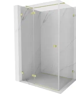 Sprchovacie kúty MEXEN/S - Lunar T sprchovací kút dvere krídlové ľavá 135 x 120, transparent, zlato kartáčovaná 834T-135-120-55-00-L