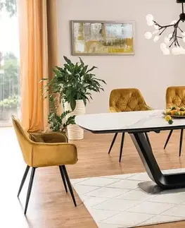 Kuchynské a jedálenské stoly Signal Rozkladací jedálenský stôl ARMANI CERAMIC | čierny mat 90 x 160 cm