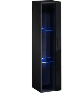 Vitríny v podkrovnom štýle Závesná skrinka Switch WW2 čierna +LED