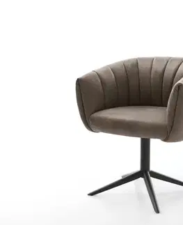 Jedálenské stoličky DELIFE Jedálenská stolička Jada-Flex mikrovlákno taupe vintage krížová podstava čierna 360° otočný hojdacia funkcia vrecková pružina
