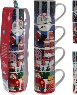 Hrnčeky a šálky Kinekus Hrnček vianočný 265 ml  sada 4 ks porcelán mix