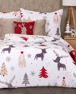Obliečky 4Home Obliečky Cute reindeer mikroflanel, 140 x 200 cm, 70 x 90 cm