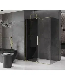 Sprchovacie kúty MEXEN/S - Velár sprchovací kút, posuvné dvere 150 x 75, grafit, zlato 871-150-075-41-50