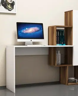 Písacie stoly Písací stôl Açelya - Walnut, White