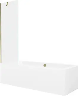 Sprchové dvere MEXEN/S - Cube obdĺžniková vaňa 180 x 80 cm s panelom + vaňová zástena 60, transparent, zlatá 550518080X9506000050