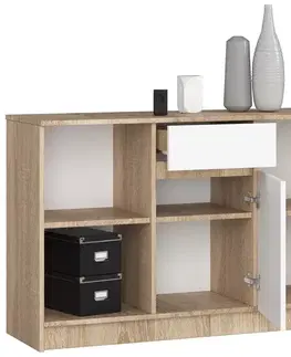 Komody a skrinky Dizajnová komoda B52-120, dub Sonoma / biela